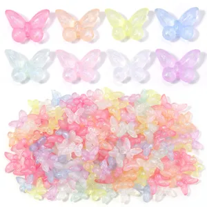 Colorful translucent acrylic butterfly charms for DIY jewelry making and cute craft accessories.