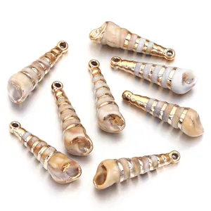 Gold-plated acrylic conch shell pendant charms for DIY jewelry making necklace bracelet decor