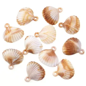 Gros plan détaillé de pendentifs coquillage en acrylique avec dégradé et anneau.