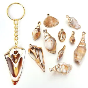 Beige acrylic gold-plated shell conch charms DIY jewelry making pendants necklace bracelet