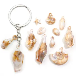 Breloques porte-clés coquillage conque étoile de mer acrylique style océan bijoux DIY