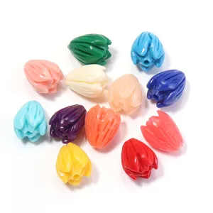 Colorful tulip flower resin shell beads DIY handmade jewelry accessories for earrings brooches.