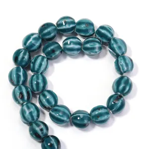 Glazed ceramic striped pumpkin beads for DIY handmade jewelry bracelets necklaces making accessories.