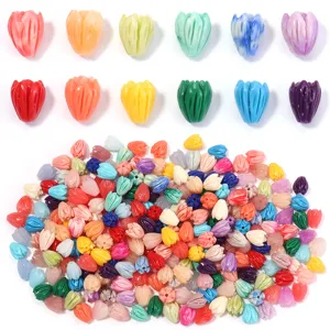 Colorful tulip shape shell powder beads for DIY handmade jewelry accessories detailing 7x9mm