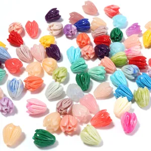 Colorful tulip shell beads 7x9mm loose floral charms for DIY jewelry making earrings crafts