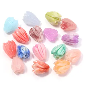 Colorful tulip shell flower beads DIY jewelry accessories for earrings brooches crafting 7x9mm