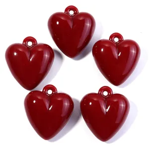 Rote Herz Acryl Anhänger DIY Schmuckherstellung Armband Handykette Zubehör 5 Stk