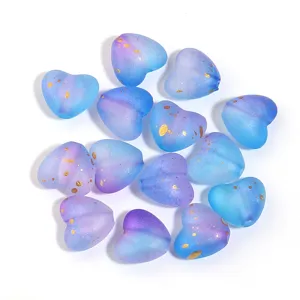 Blau lila gefrostete Herz Acryl Perlen DIY Schmuck Herstellung lose Abstandshalter Zubehoer