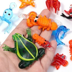 Handmade glass animal pendants, 3D cute cartoon frog and octopus cute charms for jewelry.