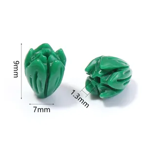 Green Tulip Shell Powder Beads 7x9mm DIY Jewelry Making Charms Loose Beads Flower Pendants