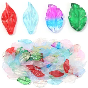 Glass leaf beads for DIY handmade hairpins, traditional Chinese headwear and jewelry making.