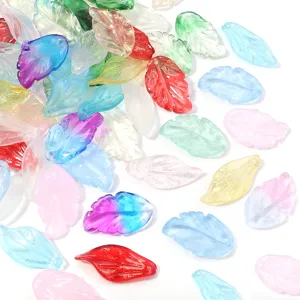 Colorful translucent leaf glass beads DIY loose beads for handmade hairpins and jewelry making