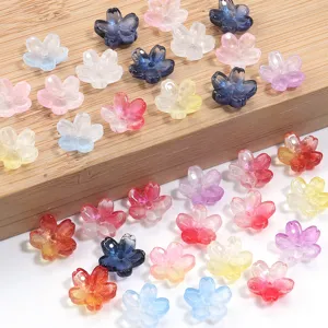 Colorful glass flower beads for DIY Hanfu hairpins, exquisite handmade craft jewelry accessories.