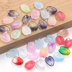 Colorful glass cherry blossom petal loose beads for DIY ancient style hairpins jewelry crafts