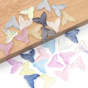 Colorful mermaid tail resin charms for DIY jewelry making, hairpins, and craft parts.