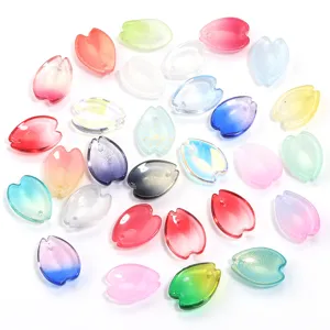 Colorful glass cherry blossom petal beads for DIY jewelry making, hair sticks, and crafts.
