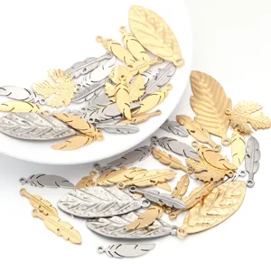 Edelstahl Blatt Feder Anhänger Metall DIY Schmuck Accessoires für handgemachte Ketten