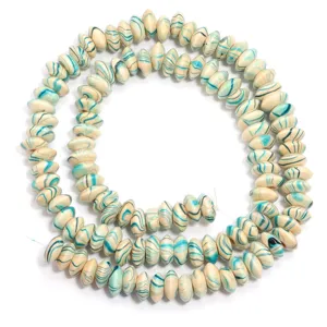 Swirled wood abacus beads strand for DIY handmade retro bracelets and jewelry accessories.