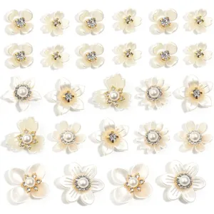 Resin Rhinestone Artificial Pearl Flower DIY Accessories Floral Charms For Shoes Hair Clips Phone Case Decoration Flatback Patch