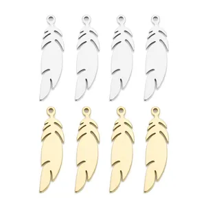 Edelstahl Feder Anhänger in Gold und Silber Metall Pendants für DIY Schmuckherstellung Basteln