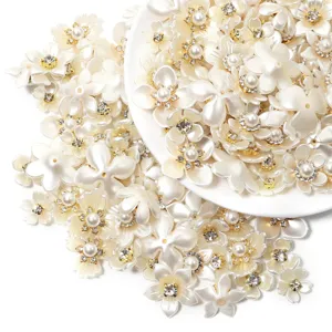 Resin rhinestone pearl flower DIY craft cabochons for hair clips phone case shoe charms decor
