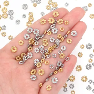 Stainless steel snowflake spacer beads, DIY handmade loose charm beads for jewelry making.