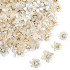 Resin rhinestone imitation pearl flower DIY craft charms for shoes hair clips phone cases.