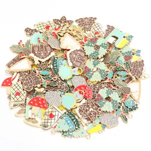 Christmas tree mushroom enamel alloy charms DIY creative keychain necklace bracelet jewelry accessories
