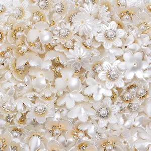Resin rhinestone ABS imitation pearl flower DIY handmade shoe charms phone case bag decor patches