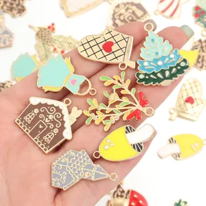 Christmas enamel alloy charms DIY necklace bracelet key chain jewelry accessories detail view