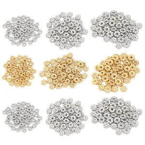Stainless steel snowflake flower spacer beads for DIY handmade jewelry bracelets making supplies.