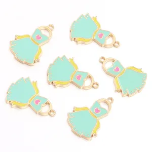 Enamel dress charms for DIY jewelry making, alloy cute pendant accessories for necklace.