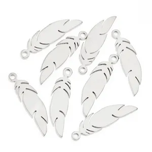 Edelstahl Feder Anhänger DIY Schmuck Zubehör für handgemachte Halsketten und Armbänder Kreation.