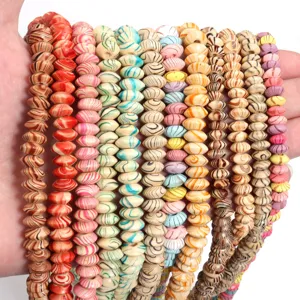 Water Ripple Pattern Wood Abacus Beads DIY Jewelry Making Retro Wooden Beads Wholesale Bracelet Necklace Accessories