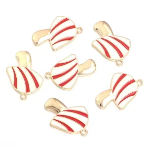 Cute red and white striped mushroom alloy charms for DIY necklace and bracelet pendants.