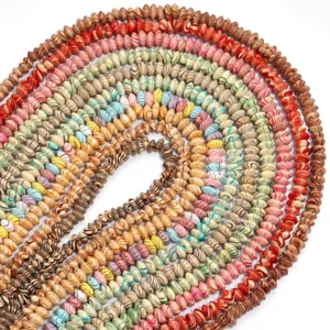 Colorful wood beads swirl strands DIY handmade bracelet jewelry crafting accessories wholesale