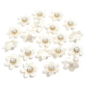 Resin rhinestone imitation pearl flower charms DIY handmade shoe charms hair accessories phone case decor