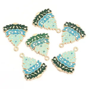 Enamel alloy Christmas tree pendant DIY jewelry accessories charms set for necklaces and bracelets.