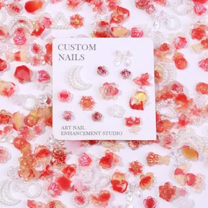 Resin nail art charms DIY cute rose flower bow heart cartoon patches for manicure decorations