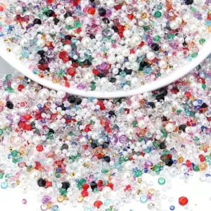 Gemengde kleur hars strass steentjes en parels DIY epoxy hars filler ambachten accessoires.