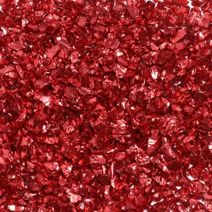 Partículas de vidrio triturado reflectantes rojas para fogata y decoración DIY.