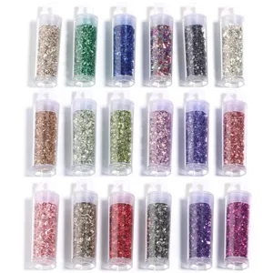 18 colores escamas de vidrio triturado irregular para arte de uñas resina micro paisaje decoración