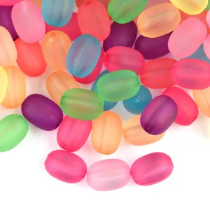 Colorful matte acrylic barrel beads for DIY bracelets and jewelry making crafts.