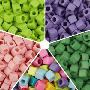 Acrylic cube beads colorful DIY bracelet making supplies loose spacer beads wholesale
