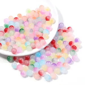 8mm colorful transparent glass beads, two-color jelly glazed DIY jewelry accessories.