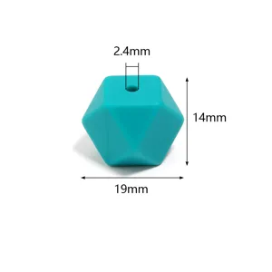 Perle octogonale en silicone accessoire bijoux DIY 14x19mm couleur bonbon perle en vrac