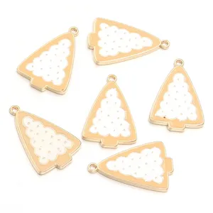 Cute Christmas tree enamel alloy charms for DIY necklace bracelet jewelry making accessories