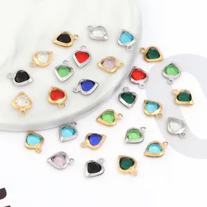 Crystal Heart Pendant For DIY Jewelry Making Alloy Bezel Rhinestone Charms For Bracelet Necklace Heart Shape Pendant Accessories