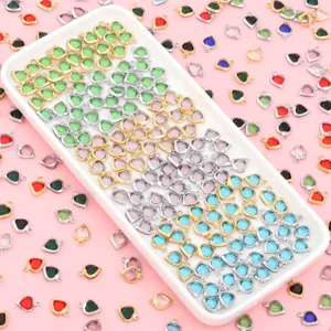 Crystal heart pendants DIY jewelry making charms with metal bezel for necklace bracelet