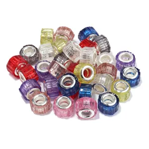 Colorful transparent resin large hole beads for DIY charm bracelets and necklaces craft.